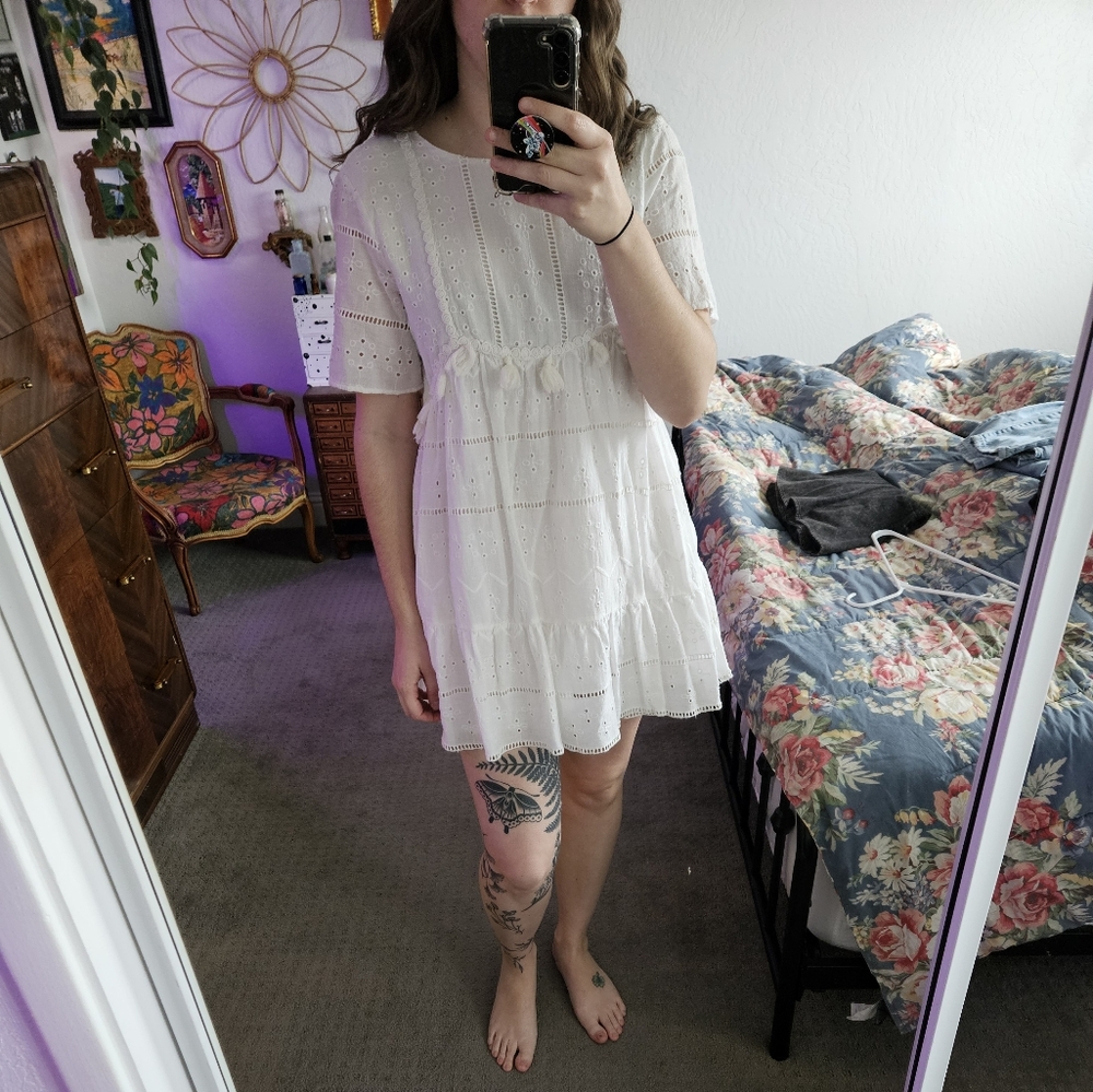 Zara White Eyelet Mini Dress